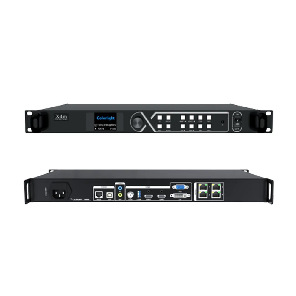 Colorlight X4M professional LED video controller with 4 gigabit ethernet ports, rich interfaces and 1U rackmount design