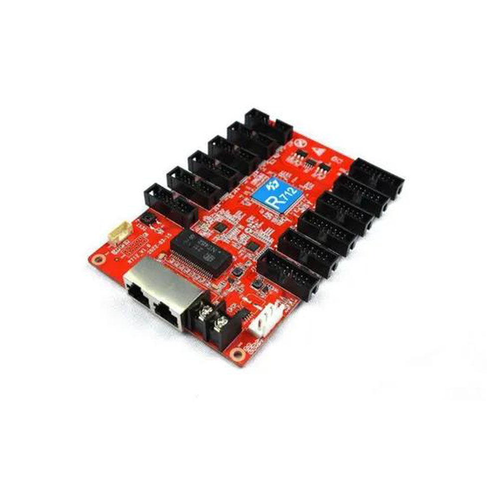 Huidu HD‑R712 LED receiving card front view 12 HUB75E ports