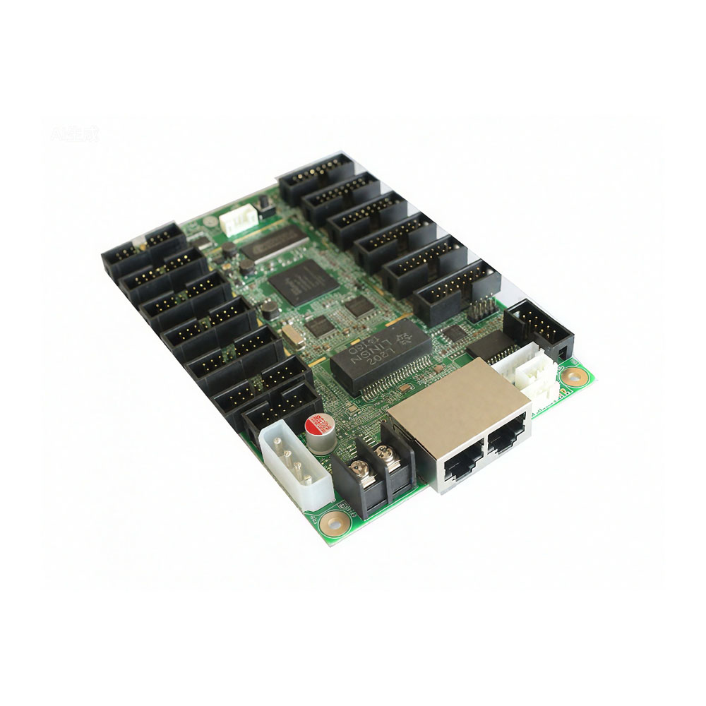 Linsn RV908T LED receiving card with 12 HUB75 interfaces front view