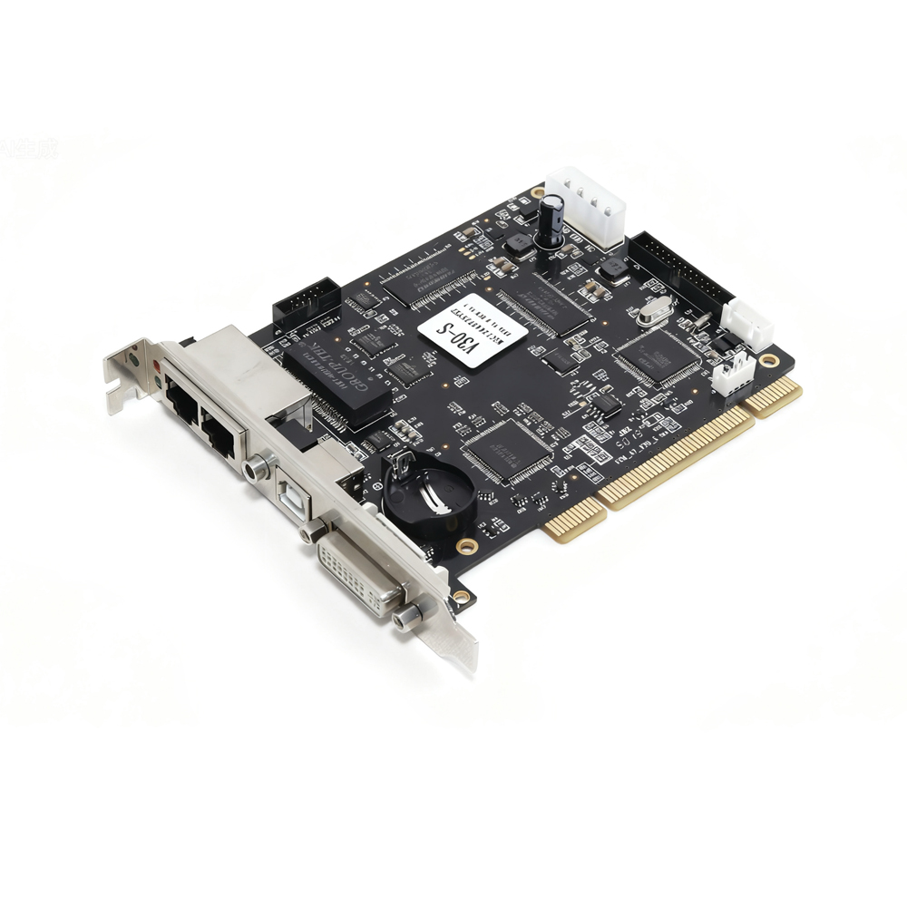 MoonCell V30-S is a professional synchronous LED sending card developed for full color LED display projects, adopting high-performance main control chip to achieve stable signal processing and long-term continuous operation. This model carries strong pixel loading capability and supports ultra-high resolution input with delicate gray scale and high refresh rate performance, making the screen image layered and vivid without flicker or water ripple. It is built with standard DVI signal input interface and reserved USB debugging port for computer connection, parameter configuration and online program upgrading. It comes with dual Gigabit Ethernet output ports, adopting standard network cable transmission with effective distance up to 100 meters, and it can cooperate with fiber module to realize ultra-long distance signal transmission. The card supports pixel-by-pixel brightness and chromaticity calibration, automatic color correction and Gamma optimization to effectively eliminate screen color difference and brightness inconsistency. It also supports signal backup, multi-card cascading splicing and custom resolution adaptation, compatible with mainstream LED modules and receiving control cards on the market. With compact circuit design, good heat dissipation and strong anti-interference ability, it is widely suitable for indoor fixed advertising screens, outdoor LED billboards, stage rental LED walls, conference background screens, exhibition hall displays and shopping mall commercial LED display occasions.