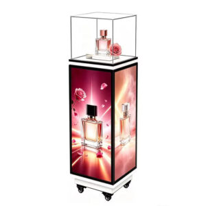 Indoor LED product display stand 320×800mm main view for retail advertising