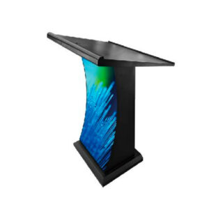 Curved LED indoor podium screen, conference speaking stand with full color LED display